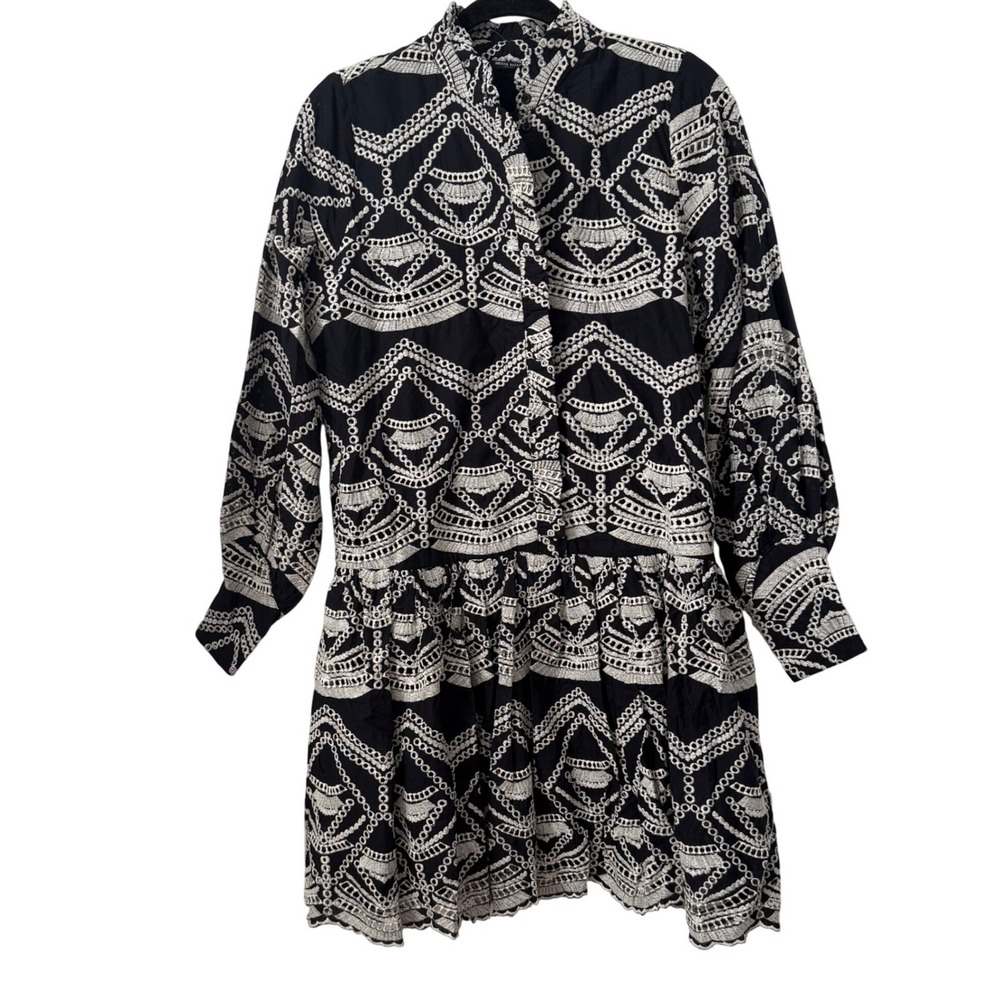 Bruuns Bazaar Copenhagen black ‎ dress cotton nwt women's small eyelett